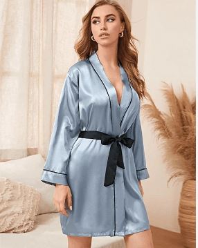 Grey Silk Night Wear